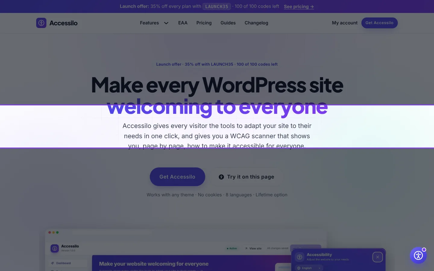 Home page with the ADHD friendly profile: a focus mask around the reading area