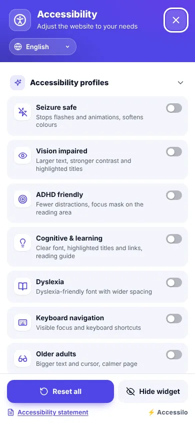 The Accessilo accessibility menu on a phone
